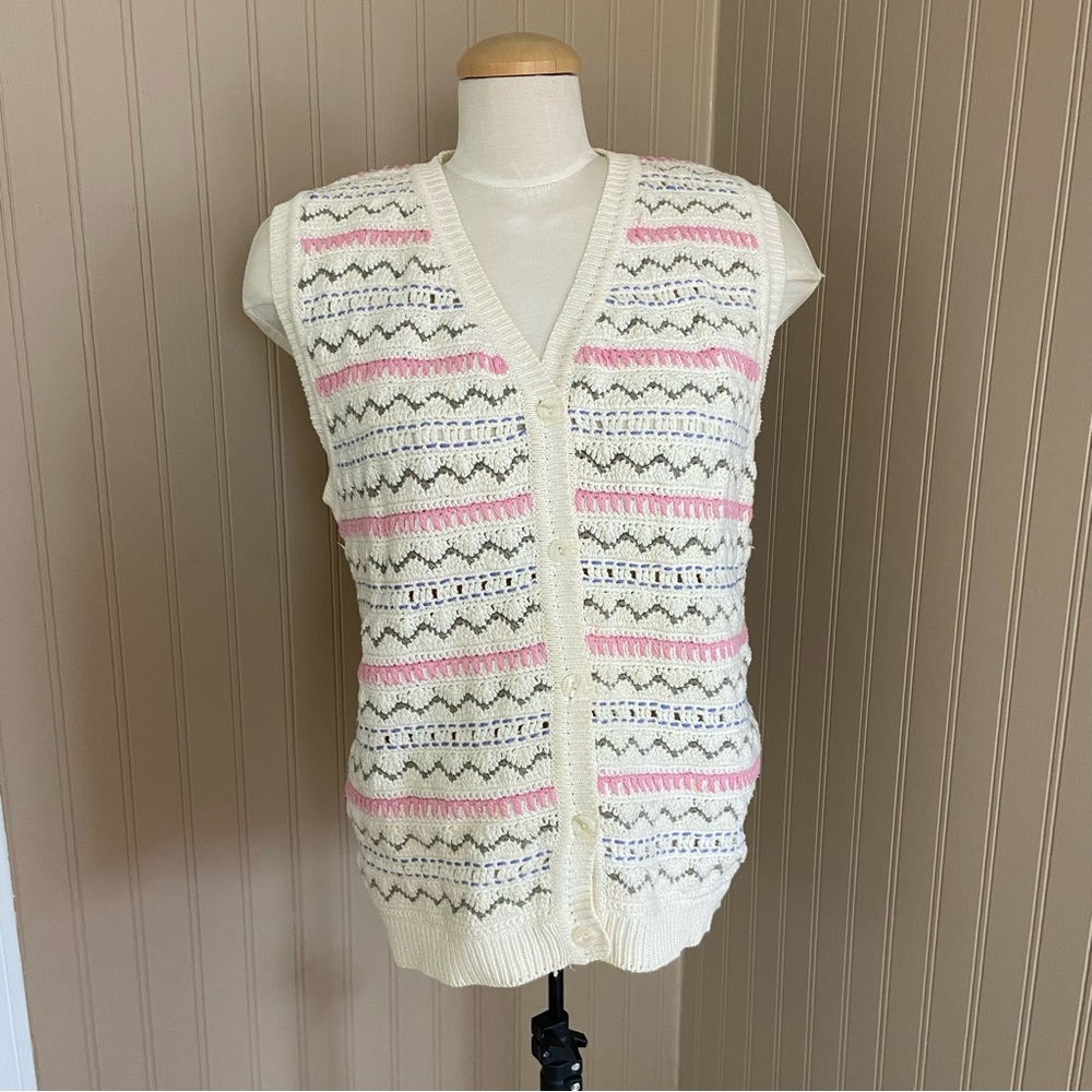 Vintage Northern Reflections 100% Cotton Sweater Vest Women’s Size Large - Picture 5 of 6